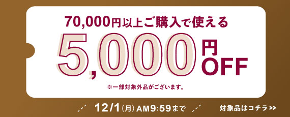 70,000円ご購入で何度でも使える5,000円OFFクーポン