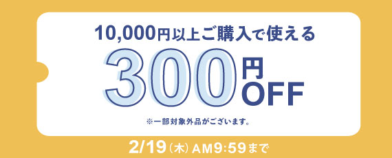 10,000円ご購入で何度でも使える300円OFFクーポン