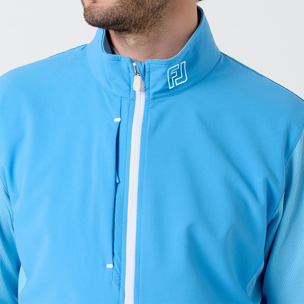 フットジョイ FootJoy　メンズ ハイブリッド フルジップ 長袖 ジャケット FJ-S26-O01　2026年モデル 襟・フロントファスナー部 ディテール