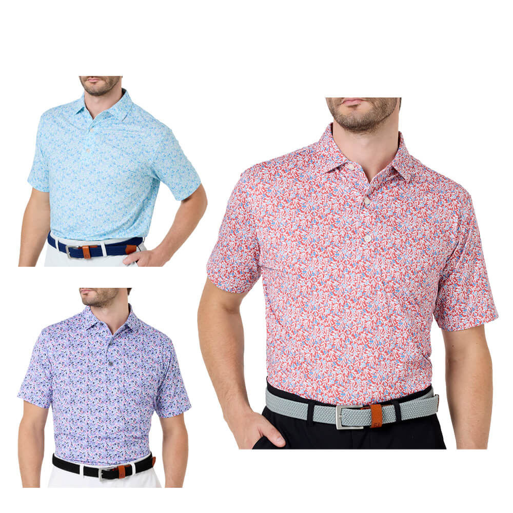 フットジョイ FootJoy　メンズ メドウプリント ストレッチライル 半袖 ポロシャツ FJ-S26-S01　2026年モデル カラーバリエーション