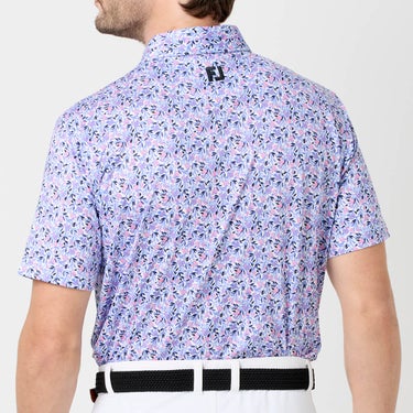 フットジョイ FootJoy　メンズ メドウプリント ストレッチライル 半袖 ポロシャツ FJ-S26-S01　2026年モデル ホワイト系 背面着用