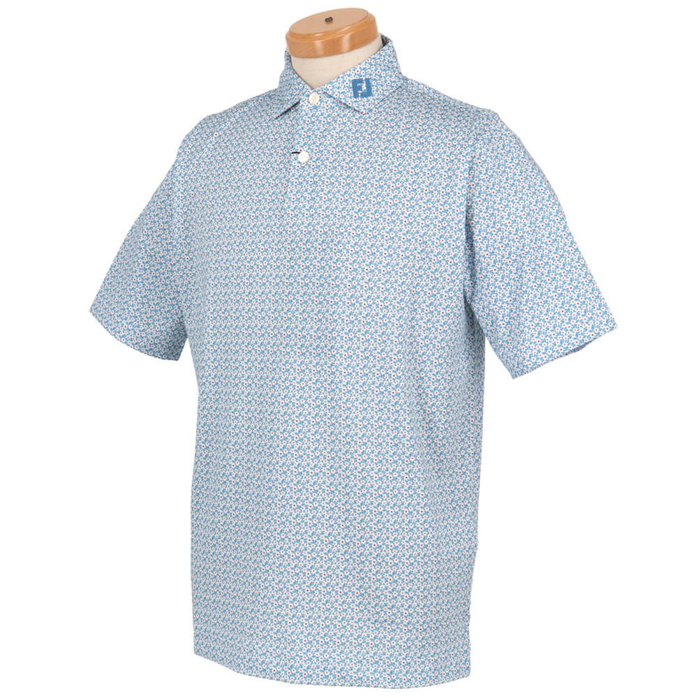 フットジョイ FootJoy　メンズ フローラルマーク ストレッチライル 半袖 ポロシャツ FJ-S26-S02　2026年モデル シャンブレー 斜め着用