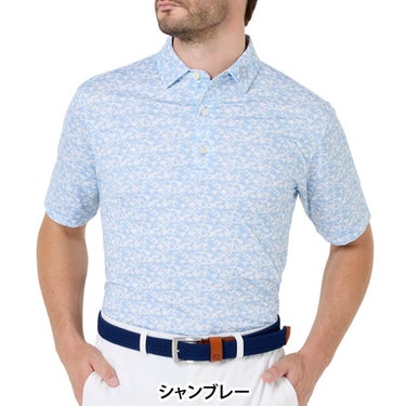 フットジョイ FootJoy　メンズ ヒデゥンパルム ストレッチライル 半袖 ポロシャツ FJ-S26-S03　2026年モデル シャンブレー 正面着用