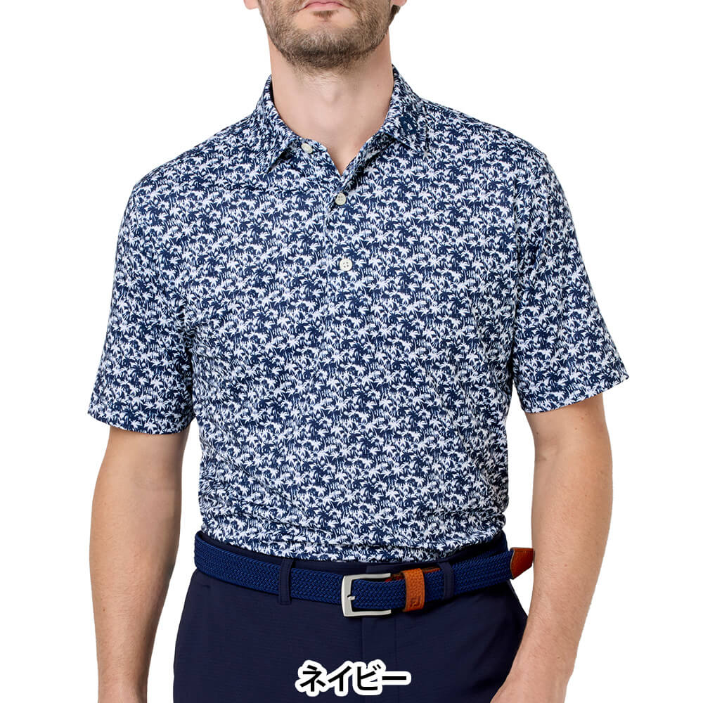 フットジョイ FootJoy　メンズ ヒデゥンパルム ストレッチライル 半袖 ポロシャツ FJ-S26-S03　2026年モデル ネイビー 正面着用