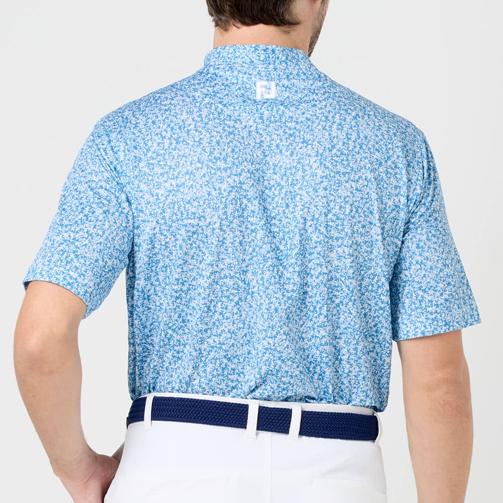 フットジョイ FootJoy　メンズ コンパクトカモ ストレッチライル 半袖 モックネック シャツ FJ-S26-S05　2026年モデル シャンブレー 背面着用