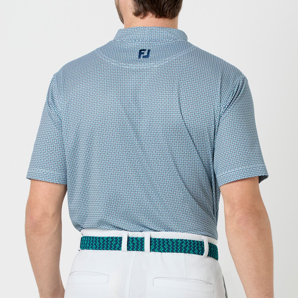 フットジョイ FootJoy　メンズ ノーティカルフラッグ ストレッチライル 半袖 モックネック シャツ FJ-S26-S06　2026年モデル グリーン 背面着用
