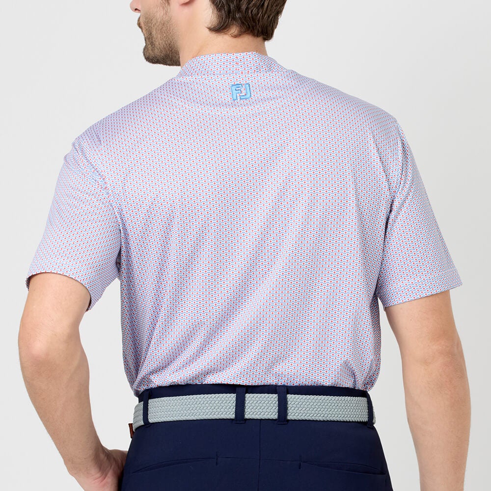 フットジョイ FootJoy　メンズ ノーティカルフラッグ ストレッチライル 半袖 モックネック シャツ FJ-S26-S06　2026年モデル ラベンダー 背面着用