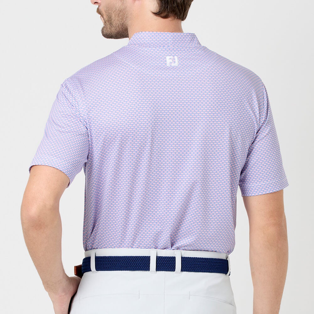 フットジョイ FootJoy　メンズ ノーティカルフラッグ ストレッチライル 半袖 モックネック シャツ FJ-S26-S06　2026年モデル ピンク 背面着用