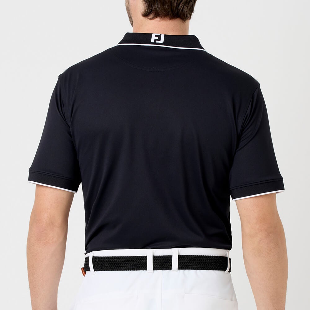 フットジョイ FootJoy　メンズ FJロゴ襟ライン ストレッチ 鹿の子 半袖 ポロシャツ FJ-S26-S09　2026年モデル ブラック 背面着用