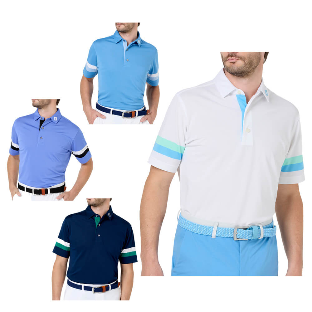 フットジョイ FootJoy　メンズ スリーブストライプ ストレッチ 鹿の子 半袖 ポロシャツ FJ-S26-S10　2026年モデル カラーバリエーション