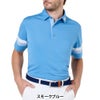 フットジョイ FootJoy　メンズ スリーブストライプ ストレッチ 鹿の子 半袖 ポロシャツ FJ-S26-S10　2026年モデル スモークブルー 正面着用