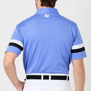 フットジョイ FootJoy　メンズ スリーブストライプ ストレッチ 鹿の子 半袖 ポロシャツ FJ-S26-S10　2026年モデル パープル 背面着用