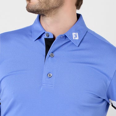 フットジョイ FootJoy　メンズ スリーブストライプ ストレッチ 鹿の子 半袖 ポロシャツ FJ-S26-S10　2026年モデル 襟・前立て ディテール
