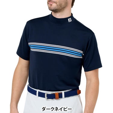 フットジョイ FootJoy　メンズ マルチクーリングメッシュ パネルボーダー 半袖 モックネック シャツ FJ-S26-S15　2026年モデル 詳細2