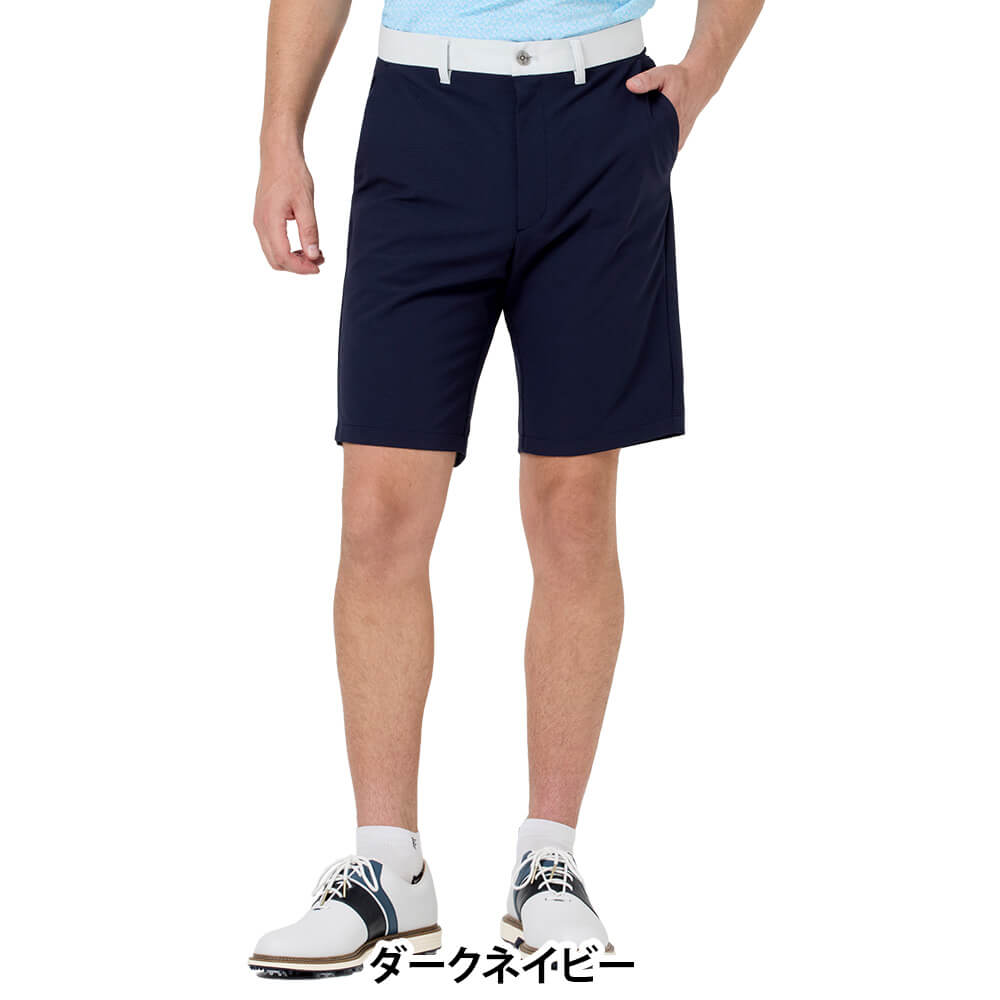 フットジョイ FootJoy　メンズ ハイブリッド 4way ストレッチ クーリング ショートパンツ FJ-S26-P07　2026年モデル ダークネイビー 正面着用
