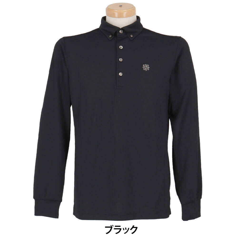 セントアンドリュース St ANDREWS　メンズ ロゴジャガード 長袖 ボタンダウン ポロシャツ 042-6261951　2026年モデル ブラック 正面着用