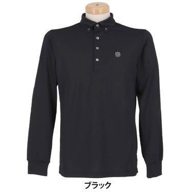 セントアンドリュース St ANDREWS　メンズ ロゴジャガード 長袖 ボタンダウン ポロシャツ 042-6261951　2026年モデル ブラック 正面着用
