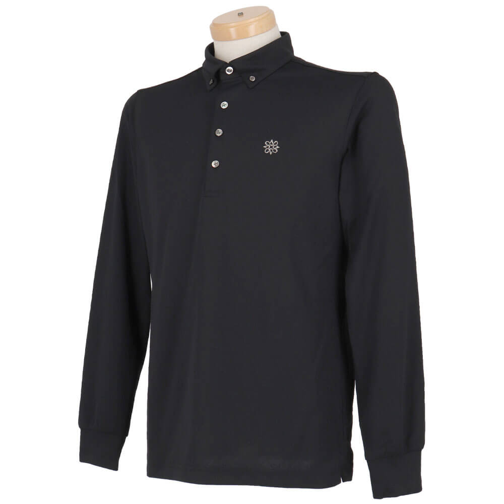 セントアンドリュース St ANDREWS　メンズ ロゴジャガード 長袖 ボタンダウン ポロシャツ 042-6261951　2026年モデル ブラック 斜め着用