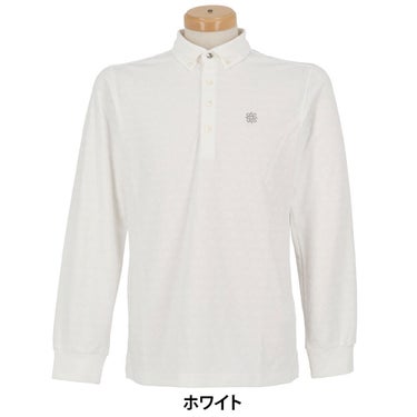 セントアンドリュース St ANDREWS　メンズ ロゴジャガード 長袖 ボタンダウン ポロシャツ 042-6261951　2026年モデル ホワイト 正面着用