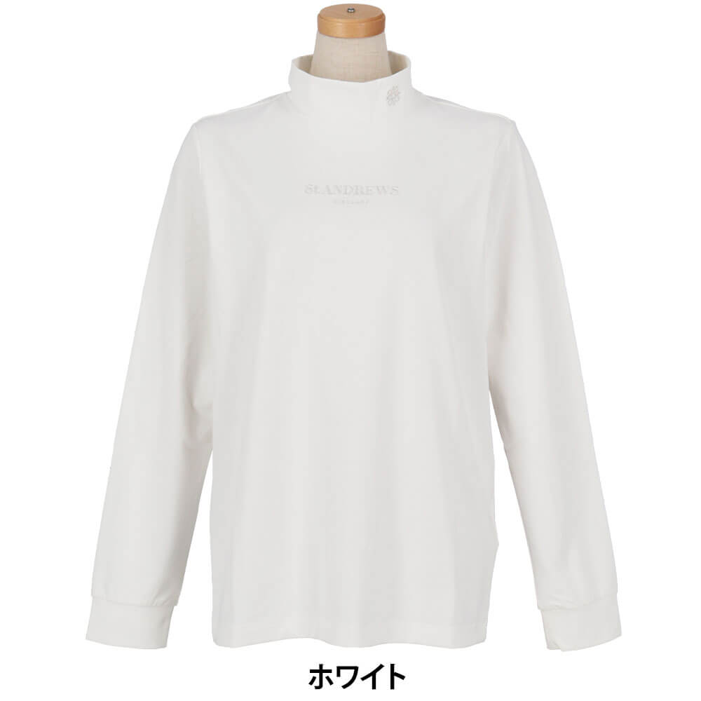 セントアンドリュース St ANDREWS　レディース ベア天竺 長袖 ハイネックシャツ 043-6266952　2026年モデル ホワイト 正面着用