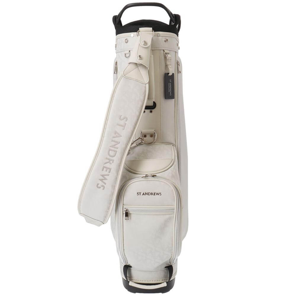セントアンドリュース St ANDREWS　スタンド式 キャディバッグ 042-7980801 020 グレー　2026年モデル サイド・フロントポケット側 全体