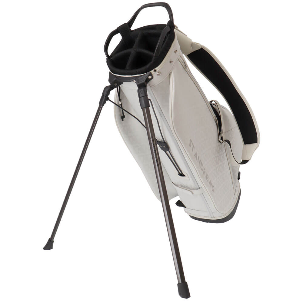 セントアンドリュース St ANDREWS　スタンド式 キャディバッグ 042-7980801 020 グレー　2026年モデル スタンド展開 斜め全体