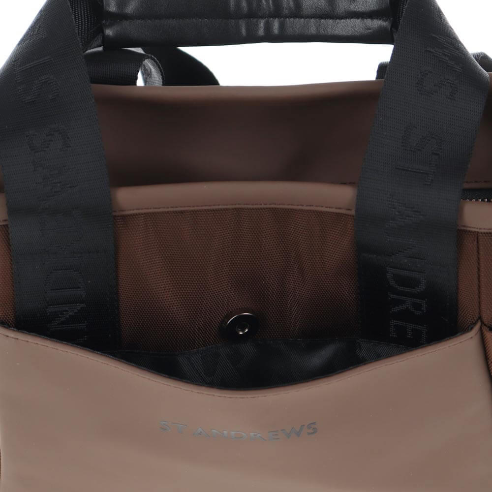セントアンドリュース St ANDREWS　ロゴ カートバッグ 042-6981852 050 ブラウン　2026年モデル 外ポケット 開閉・内側 ディテール