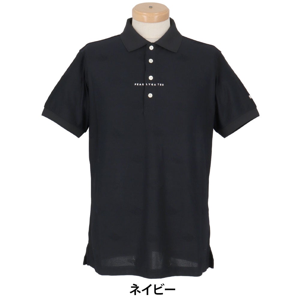 パーリーゲイツ PEARLY GATES　メンズ メッシュジャガード 半袖 ポロシャツ 053-6260906　2026年モデル ネイビー 正面着用