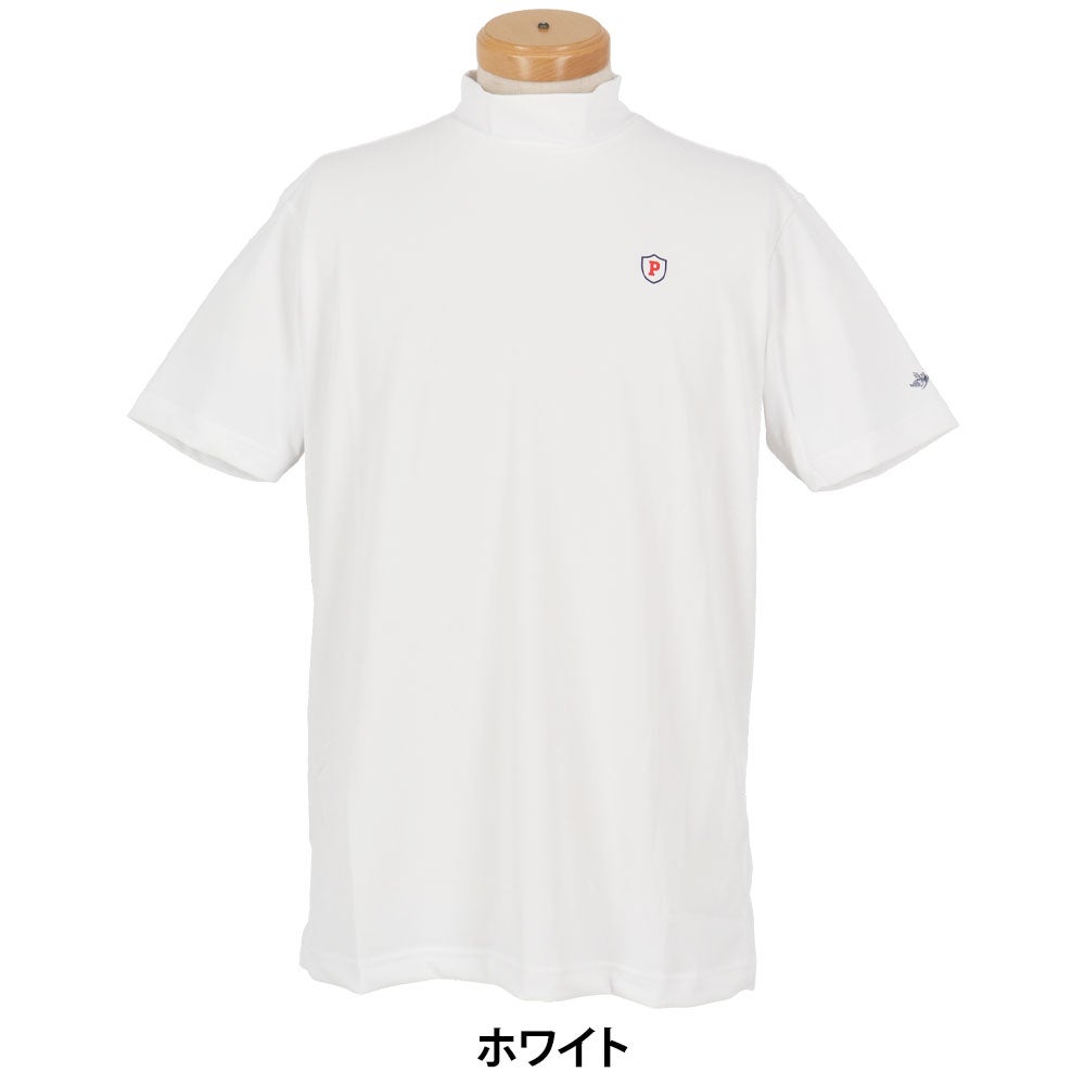 パーリーゲイツ PEARLY GATES　メンズ ソルケア45Gカノコ 半袖 モックネックシャツ 053-6267802　2026年モデル ホワイト 正面着用