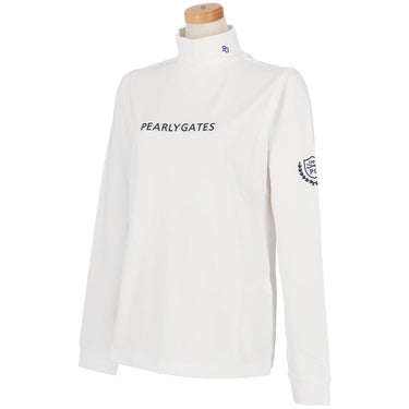 パーリーゲイツ PEARLY GATES　レディース スーピマベア天 長袖 ハイネックシャツ 055-6266909　2026年モデル ホワイト 斜め着用