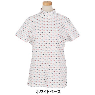パーリーゲイツ PEARLY GATES　レディース とびうさハート柄 ワッフルプリント 半袖 ハイネックシャツ 055-6267809　2026年モデル 詳細2