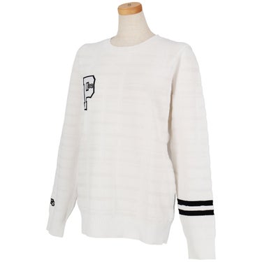 パーリーゲイツ PEARLY GATES　レディース 14G 地柄ジャガード 長袖 クルーネックニットプルオーバー 055-6270901　2026年モデル ホワイト 斜め着用