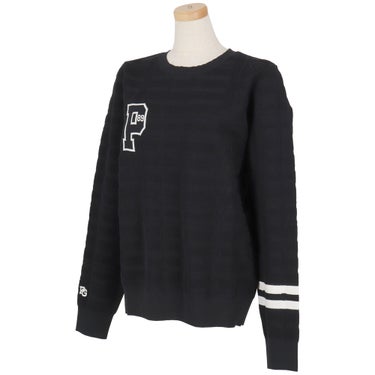 パーリーゲイツ PEARLY GATES　レディース 14G 地柄ジャガード 長袖 クルーネックニットプルオーバー 055-6270901　2026年モデル ネイビー 斜め着用
