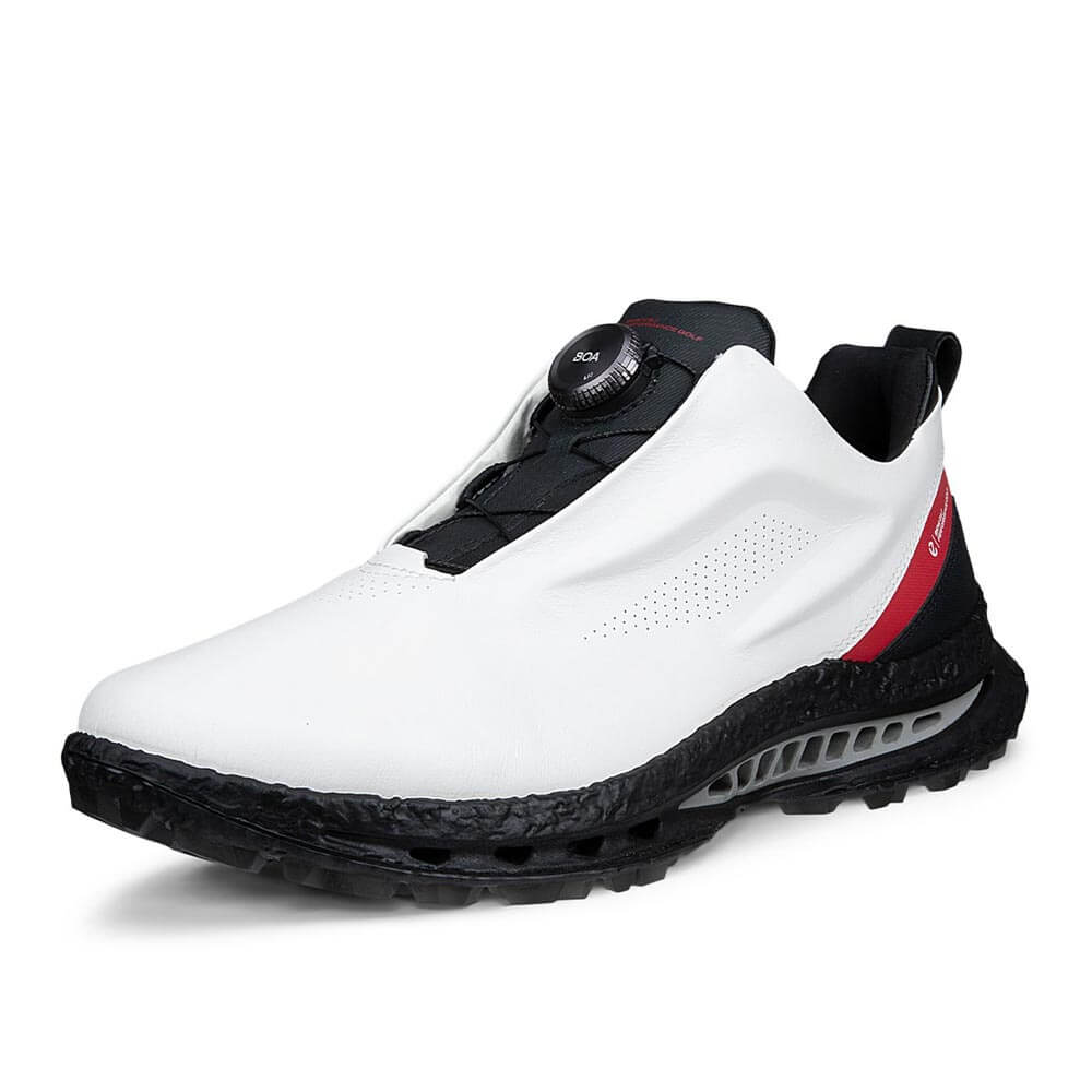 ecco エコー　BIOM C5 PREMIUM BOA GORE-TEX レザー スパイクレス ゴルフシューズ 132634 55428 WHITE/CHILI RED　2026年モデル 詳細1