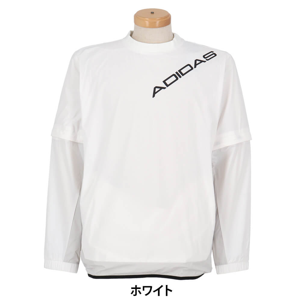 アディダス adidas　メンズ デタッチャブル クルーネック ロゴ ウィンドジャケット CC006　2026年モデル 正面着用
