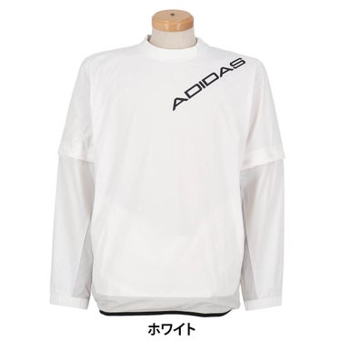 アディダス adidas　メンズ デタッチャブル クルーネック ロゴ ウィンドジャケット CC006　2026年モデル 正面着用