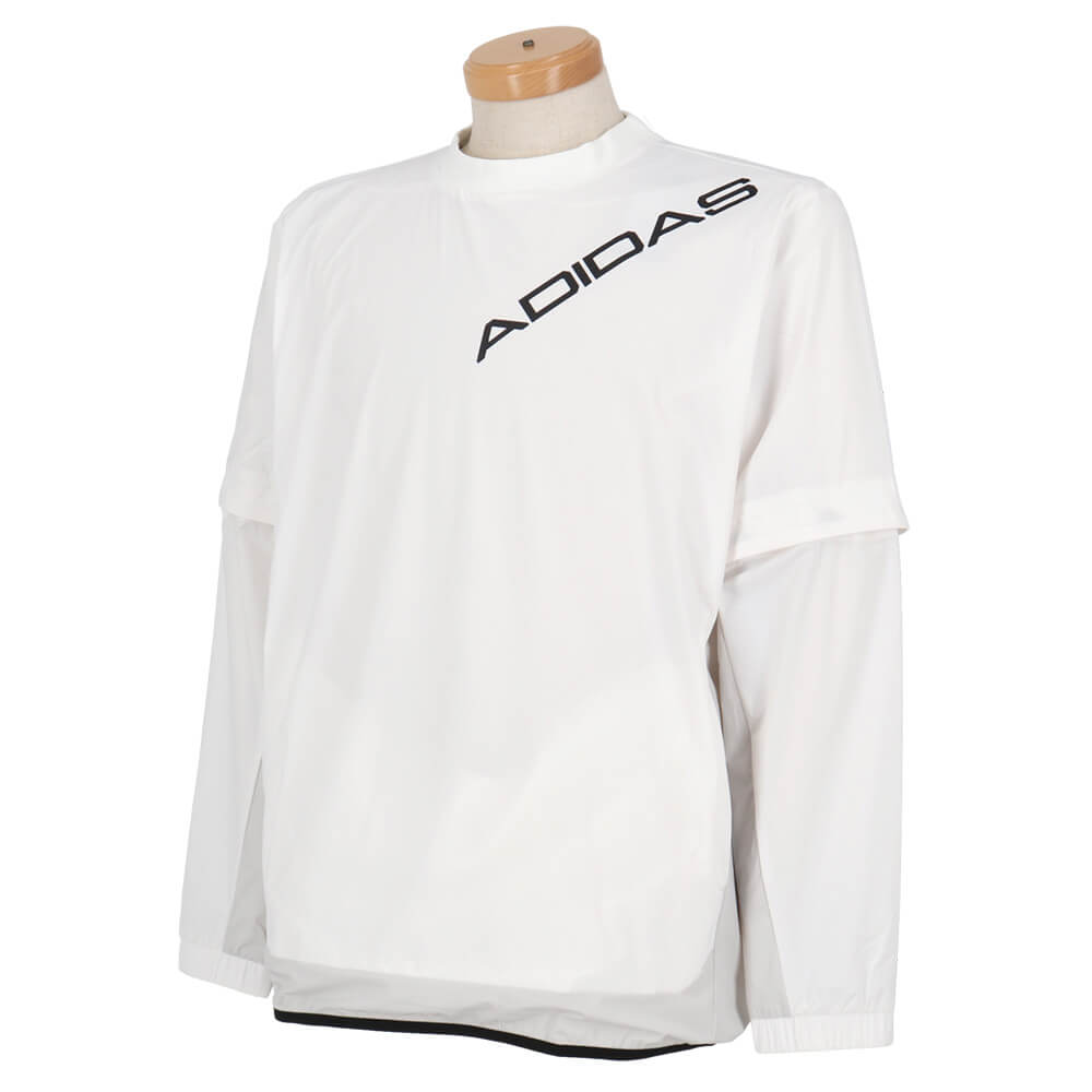 アディダス adidas　メンズ デタッチャブル クルーネック ロゴ ウィンドジャケット CC006　2026年モデル 胸元・生地ディテール