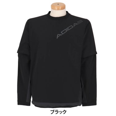 アディダス adidas　メンズ デタッチャブル クルーネック ロゴ ウィンドジャケット CC006　2026年モデル 別カラー 正面着用