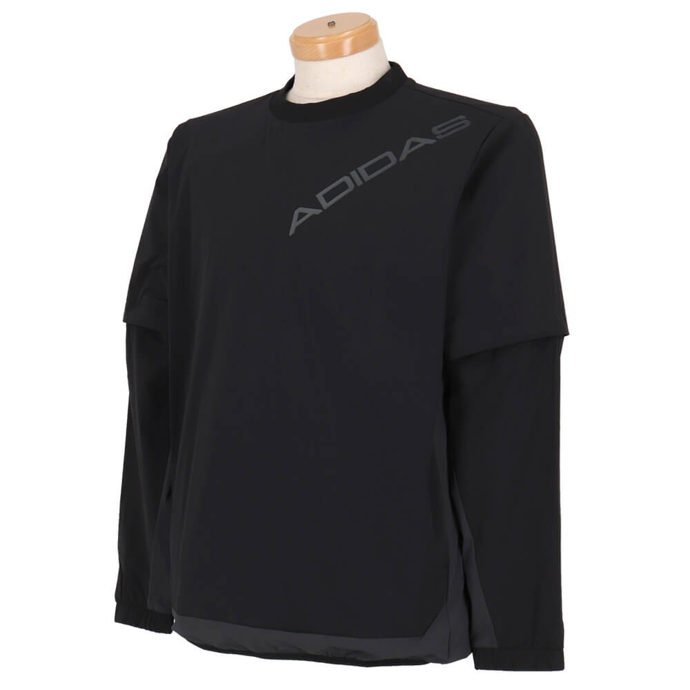 アディダス adidas　メンズ デタッチャブル クルーネック ロゴ ウィンドジャケット CC006　2026年モデル 側面着用