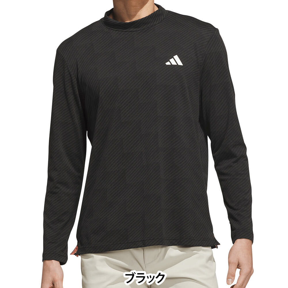 アディダス adidas　メンズ TWISTKNIT ジャガード 長袖 モックネック シャツ MBJ37　2026年モデル 別カラー 正面着用