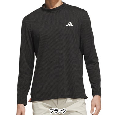 アディダス adidas　メンズ TWISTKNIT ジャガード 長袖 モックネック シャツ MBJ37　2026年モデル 別カラー 正面着用