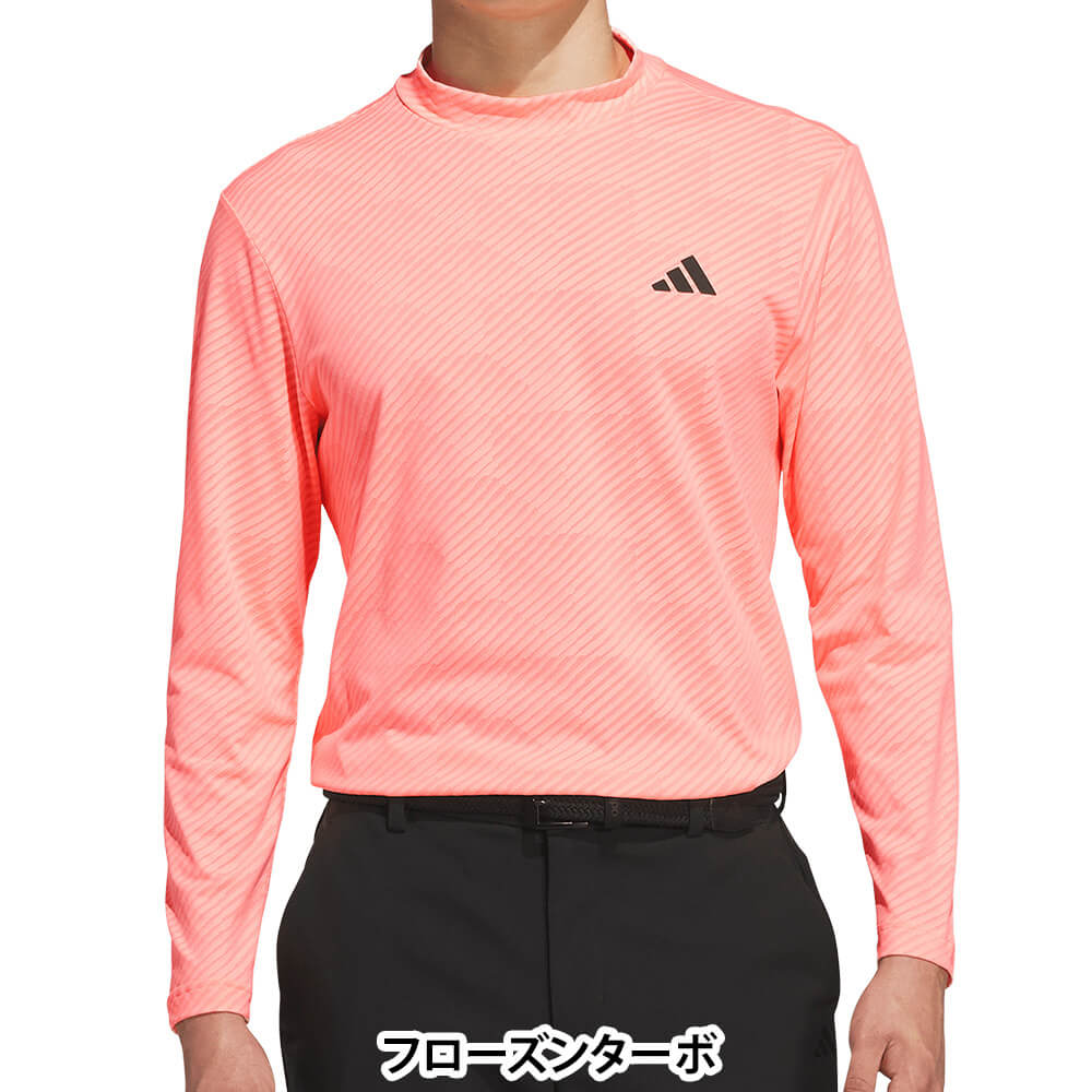 アディダス adidas　メンズ TWISTKNIT ジャガード 長袖 モックネック シャツ MBJ37　2026年モデル 別カラー 正面着用