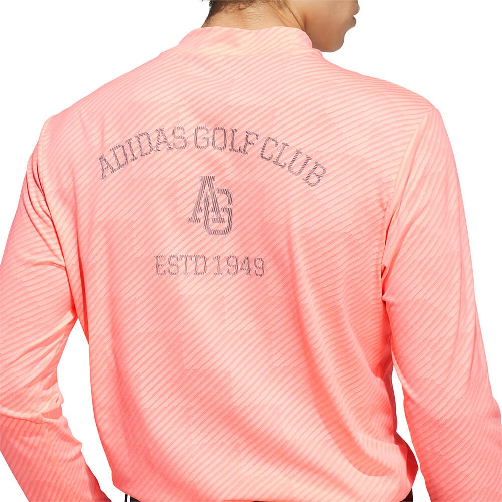 アディダス adidas　メンズ TWISTKNIT ジャガード 長袖 モックネック シャツ MBJ37　2026年モデル 別カラー 背面着用