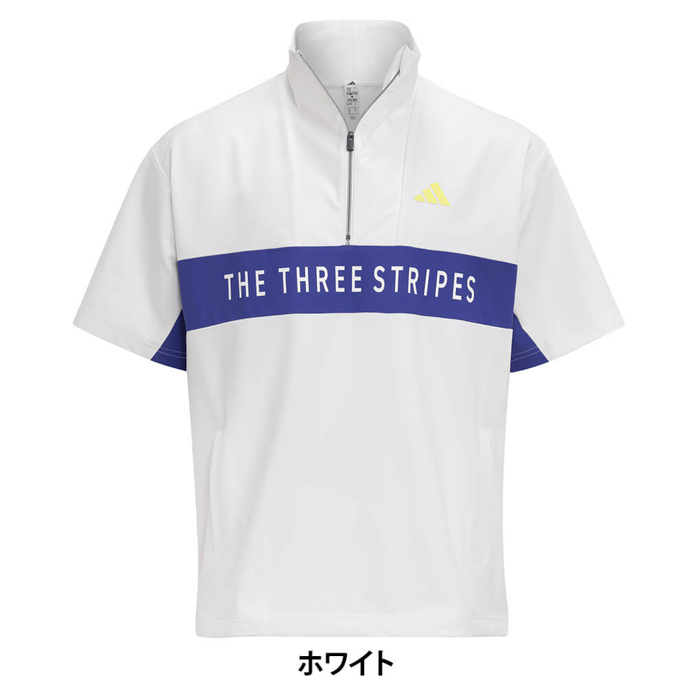 アディダス adidas　メンズ カラーブロック ハーフジップ 半袖 ジャケット OGH81　2026年モデル 正面着用