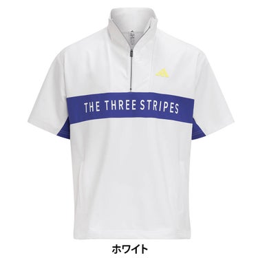 アディダス adidas　メンズ カラーブロック ハーフジップ 半袖 ジャケット OGH81　2026年モデル 正面着用
