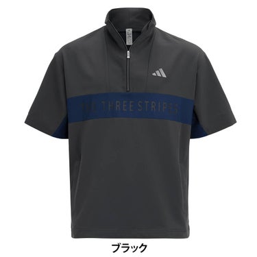 アディダス adidas　メンズ カラーブロック ハーフジップ 半袖 ジャケット OGH81　2026年モデル 胸元・生地ディテール