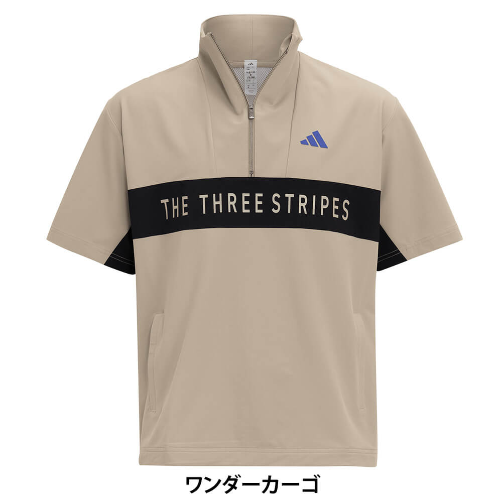 アディダス adidas　メンズ カラーブロック ハーフジップ 半袖 ジャケット OGH81　2026年モデル 別カラー 背面着用