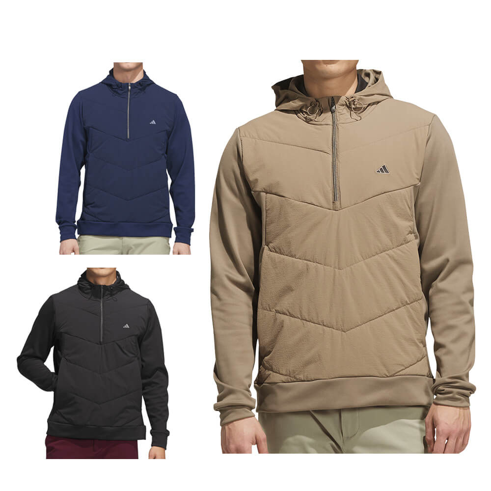 アディダス adidas　メンズ ハーフジップ ハイブリッド ストレッチ 長袖 フーディー P4125　2026年モデル カラーバリエーション・商品全体