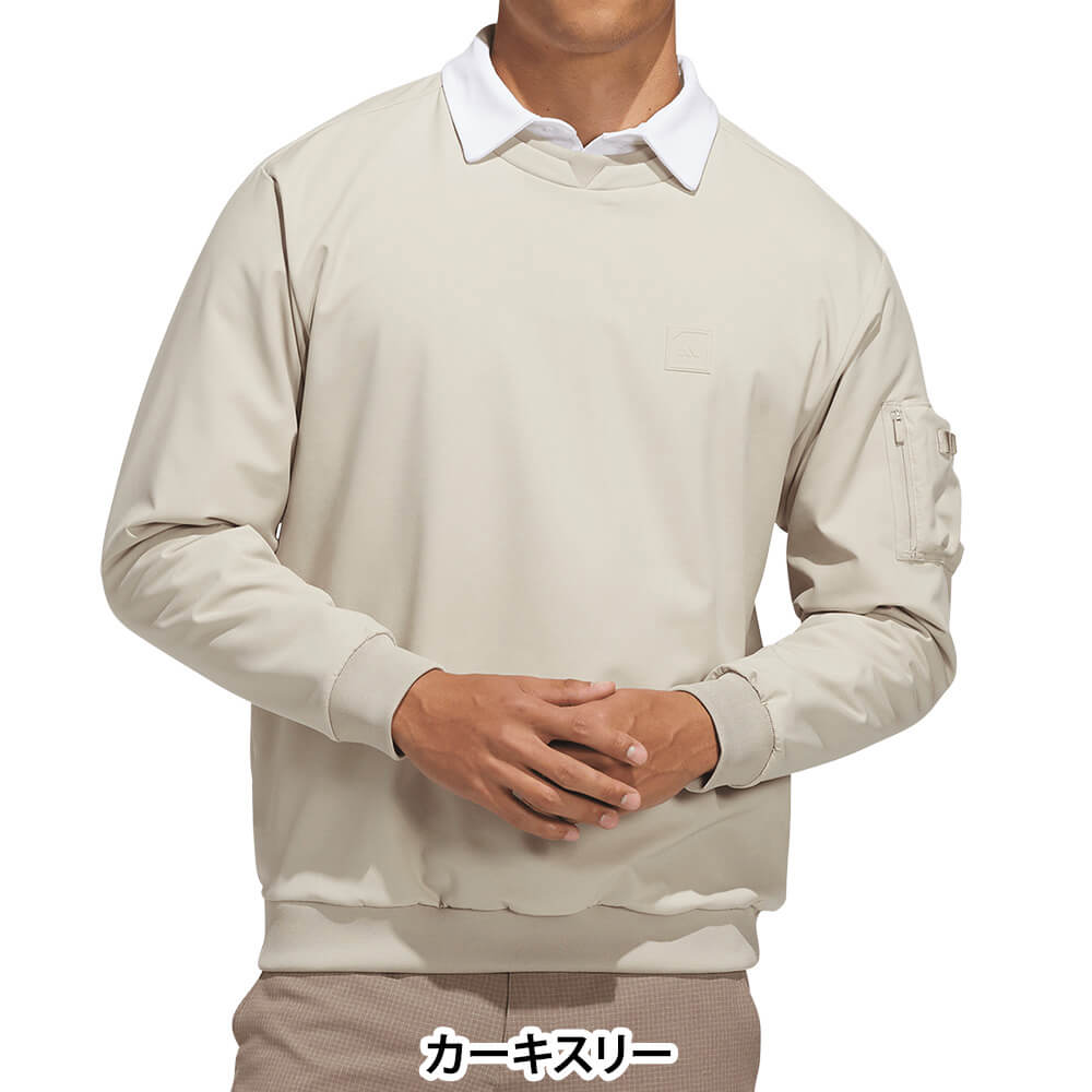 アディダス adidas　メンズ 起毛 クルーネック 長袖 プルオーバー SS801　2026年モデル 袖・裾ディテール