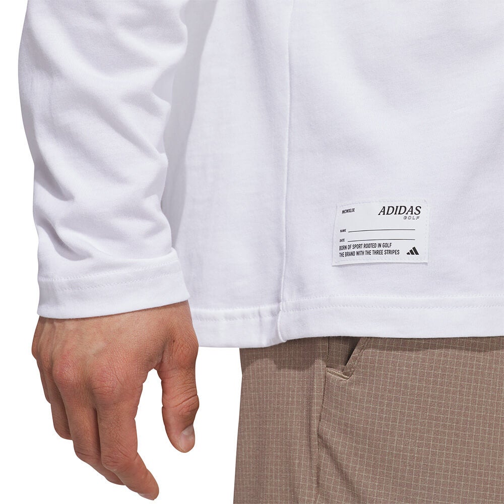 アディダス adidas　メンズ バックグラフィック 長袖 ポロシャツ VU185　2026年モデル 胸元・生地ディテール